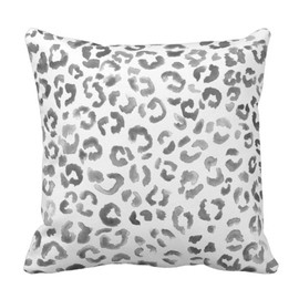 Emvency Throw Pillow Cover Cute Snow Leopard Pattern Black Watercolor Hand Paint White Spots Decorative Pillow Case Home Decor Square 16 x 16 Inch Pillowcase