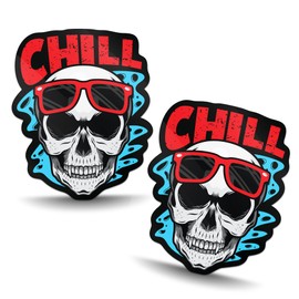 SkinoEu® 2 x Autoaufkleber Vinyl Aufkleber für Auto Moto Motorrad Fahrrad Helm Fenster Tuning Totenkopf entspann Dich Totenkopf mit Brille B 87