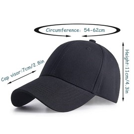 Ritte Peaked Cap, Adjustable Baseball Cap, Plain Baseball Cap, Unisex Cotton Baseball Cap for Outdoor Use, black