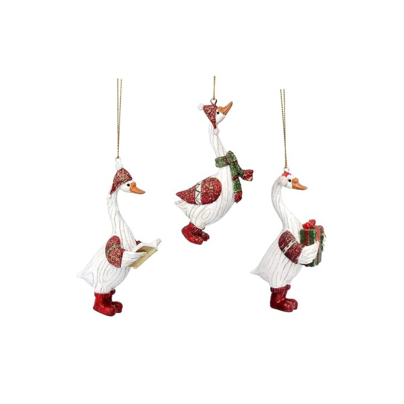 Gisela Graham Goose with Boots Resin Decoration 10 cm Red