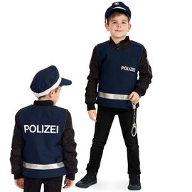 KarnevalsTeufel.de Children's Costume Police Vest Play Vest Police Officer Police Carabinieri Gendarmerie Vest (140)