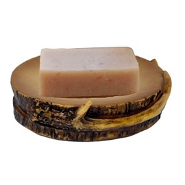BestgiftEver Rustic Bar Soap Holder for Shower - Faux Wood and Antler-Inspired Soap Dish for Bathroom - Unique Soap Dish for Lodge and Cabin Bathroom Sink - Ideal Gift for Outdoor Nature Lovers