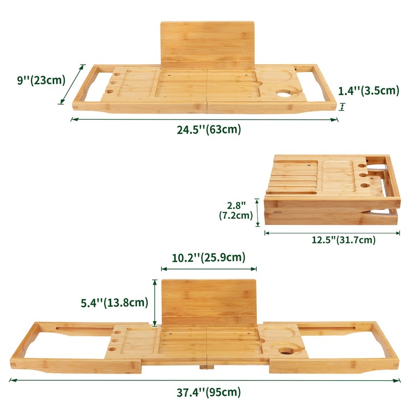 Utoplike Bamboo Bathtub Caddy Tray Bath Tray for Tub, Adjustable