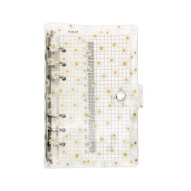 A6 A5 6-Holes Colorful PVC Cover Personal Organizer with Snap Button Closure File Folder for Loose Leaf Sheet Notebook (Daisy, A6 Combo)