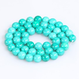 Natural Stone Green Turquoise Gemstone Beads for Jewellery Making, 8 mm Polished Round Smooth Crystals Gemstones Stone Beads for Bracelets Chains DIY Jewellery Crafts