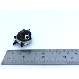 Sansukjai Rare Whale Micro Tiny Figurines Hand Blown Color Glass Art Animals Collectible Gift Home Decor, Black White