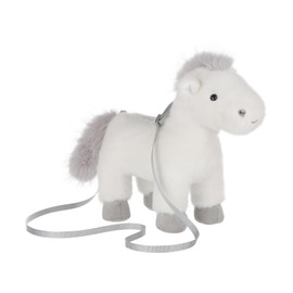 Apricot Lamb White Pony Horse Shaped Crossbody Plush Purse for Toddlers and Teen Girls, Stuffed Animal Shoulder Bag, Kids Fashion Handbags, 11.9 Inches