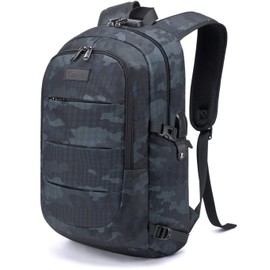 Tzowla Laptop Travel Backpack Mens Womens Water Resistant Anti-Theft Bag with USB Charging Port and Lock 15.6 Inch Computer Business Backpacks for School Work College Gift,Casual Daypack-BlueCamo