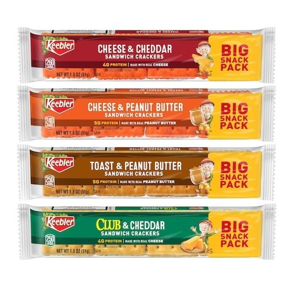 Keebler Sandwhich Crackers Variety, Cracker Snacks, Cheese & Cheddar, Cheese