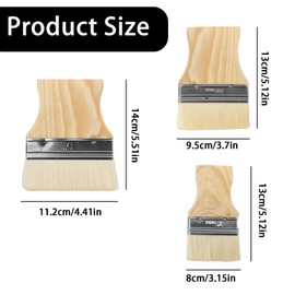 3-Piece Flat Paddle Paint Brush Set - 3/4/5 Inch Wide Paint Brushes with Poplar Handle for Oil and Acrylic Painting