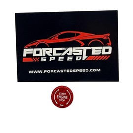 FORCASTED SPEED Carbon Fiber Push Button Start/Stop Engine Compatible with The C8 Corvette 2020 2021 2022 (Red Carbon Fiber)