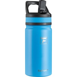 Fanhaw 14 Oz Kids Insulated Water Bottle with Straw Lid – Stainless Steel Double Wall Vacuum, Leak-Proof, BPA-Free Water Bottles for School Boys & Girls(Sky Blue)