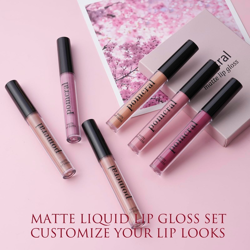 pomcral 6 Color Matte Lip gloss Sets Velvet Lip Glaze