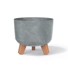 Prosperplast Gracia Concrete Effect Flower Pot with Removable Legs, Suitable for Indoor and Outdoor Use, Plastic (Concrete, Diameter 200 mm)