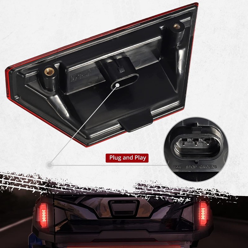 Partsam 2Pcs Rear UTV Tail Light Assembly, Compatible with Polaris
