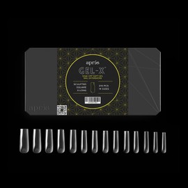 Apres Gel-X® Square Box of Nail Tips | 280 Gel-X Tips, Soft Gel Tips, 14 Sizes 00-9 | Half-sizes Included (Sculpted Square Extra Long, 280 Count)