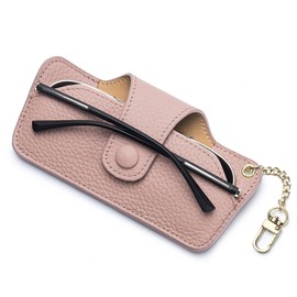FEISEDY B1182 Eyeglass Case, Thin, Sunglasses Case, Portable Eyeglass Case, Cute, Genuine Leather, Stylish, Slim, Stylish, Women's, Pink