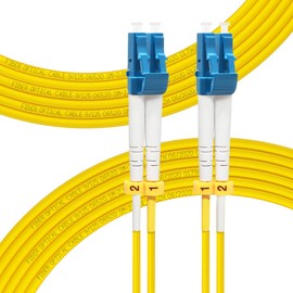 FLYPROFiber- 15M OS2 LC to LC Fiber Patch Cable | Length Options: 0.2m-300m, 1G/10GB Single Mode Duplex 9/125um SMF Fiber Optic Cable Cord LSZH 15Meter(49ft), 4pack