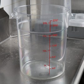 TrueCraftware- 22 Qt. Clear Polycarbonate Round Food Storage Container- Commercial Food Storage Containers Meal Prep Containers Reusable Food Containers for Pantry Kitchen Storage Organization