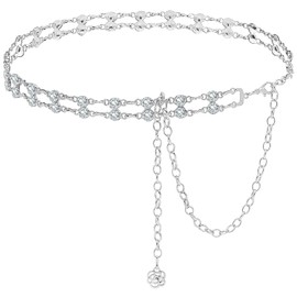 Gleamart Chain Belt for Women Double Layered Crystal Waist Chain for Dress Size M