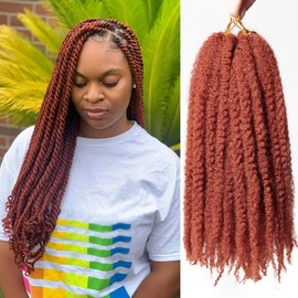 TUVOJALE Marley Twist Braiding Hair 18 inch Afro Kinky Curly Crochet Braids 8 Packs Cuban Twist Crochet Braids Synthetic Low Maintenance Skin-Friendly Marley Hair Extensions(350#, 18 inch, Packs of 8)