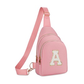 Fanny Pack Birthday Gifts for 8 9 10 11 12 13 14 Year Old Girl, Small Initial Sling Belt Bag Crossbody Bags for Girls Women Pink A