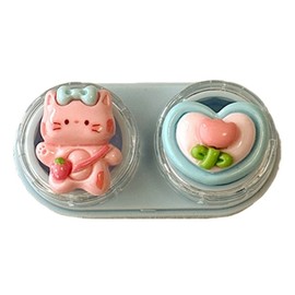 Special Shop Cute Portable Drawer-Type Contact Lens Case Set, Cat, 2 Sets / 특별한상점 귀여운 휴대용 서랍형 콘택트렌즈 케이스 세트, 캣, 2세트