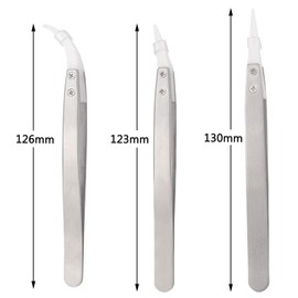 Bestgle Set of 3 Ceramic Tweezers Stainless Steel Professional Tweezers Tool ESD Tweezers Set for Computer Electronic Repairs Jewellery Precision Work Laboratory Work