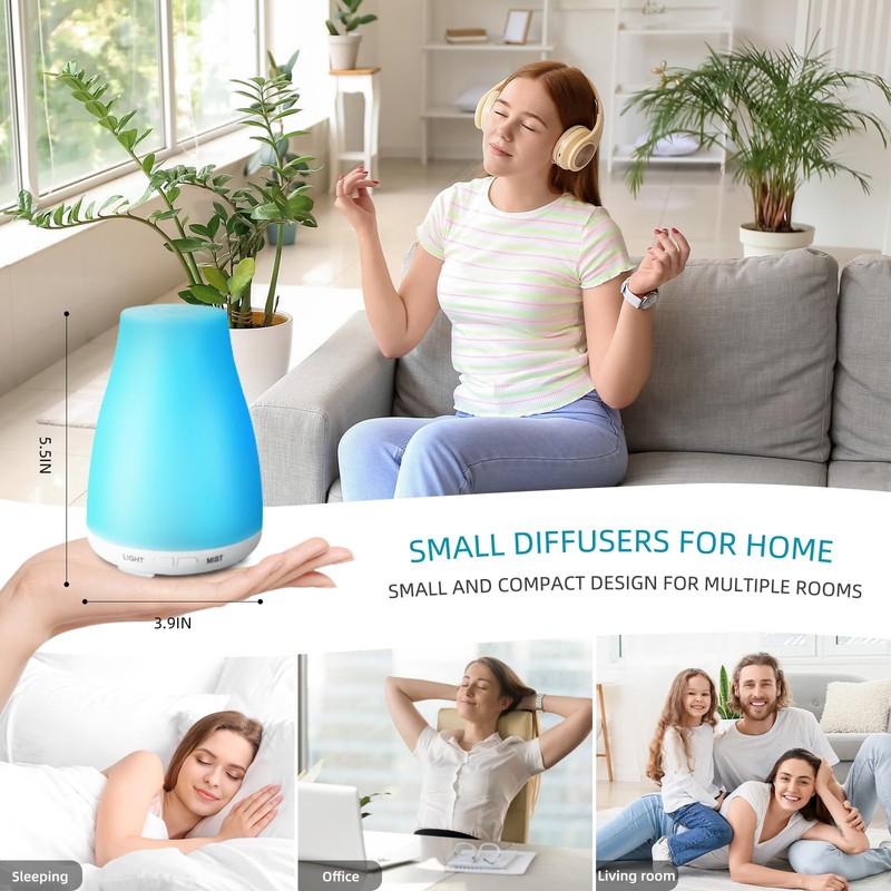 Cooluck 100ML Diffuser,Cool Mist Air Essential Oil Diffuser,with 7 Colors