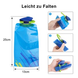 VIEVRE Pack of 2 Foldable Drinking Bottles, Reusable Drinking Bottles, Foldable Drinking Bottles, for Hiking, Travel, Adventure