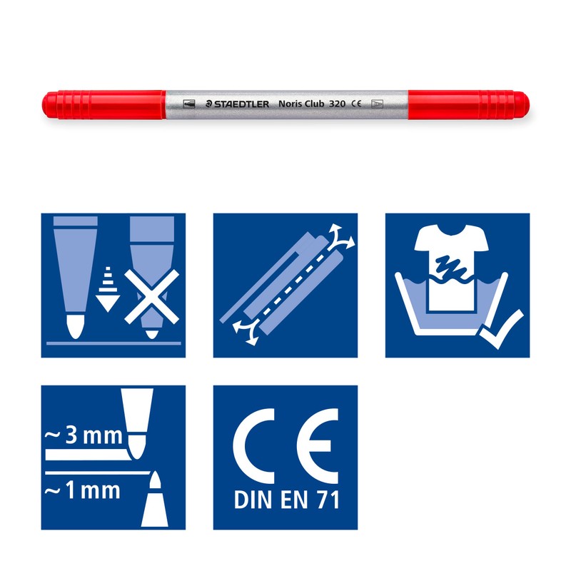 STAEDTLER 320 NWP10 Noris Club double fiber pens (sturdy, impression-proof