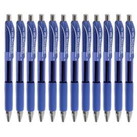 Writon Retractable & Refillable Gel Pens, Comfort Grip, 0.5mm Fine Point, Blue Ink, 12 Pack