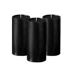 Simply Soson 3x6 in. Black Pillar Candles Set of 3 - Unscented Dark Large Candles Bulk - Home Event Decor