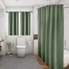 Sage Green Waffle Textured Cloth Shower Curtain Set, Modern Solid