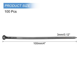 MECCANIXITY 100Pcs Black Zip Ties 4 Inch, Cable Ties with Metal Tooth Stainless Steel Locking Device Nylon for Indoor Outdoor Garage