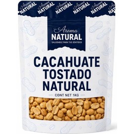 Aroma Natural - Cacahuate Tostado Sin Sal 1 kg – Bolsa Resellable | Sin Gluten · Alto en Proteína · Keto | Snack Saludable para Botanear...
