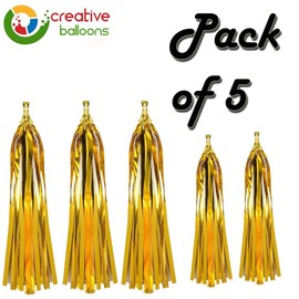 Tissue Paper Tassels Crepe Paper Streamers 25cm x 35cm Garland Bunting Gold Crepe Paper Craft Tassel for Baby Bridal Shower Birthday Party Hanging Decorations 5pcs