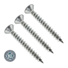 TERF® 5.0mm X 50mm Pozi Flat Double Countersunk Stainless Steel A2 (304) Screws For PVCu Wooden Timber Chipboard MDF and General Purpose Use Screw Size 5.0 X 50mm (No.10 X 2) - Pack of 25