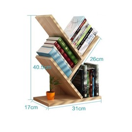 VOVCIG Desktop Organizer Y Shaped Office Storage Rack Adjustable Wood Display Shelf Office Storage Rack Small Bookshelf (Light Walnut)