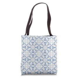 Classic Blue & Ivory Mediterranean Spanish Tile Pattern Tote Bag
