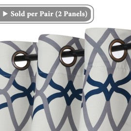 H.VERSAILTEX Blackout Curtains 84 Inch Length 2 Panels Geometry Print Curtain Drapes for Living Room Thermal Insulated Grommet Window Curtains for Bedroom - Modern Geo Line Grey and Navy