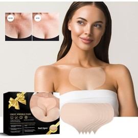 Bluemega Pegatinas de pecho 5 Pack Almohadillas antiarrugas para el pecho - Parches antiarrugas de silicona para suavizar las arrugas - Parches antiarrugas de silicona reutilizables durante la noche