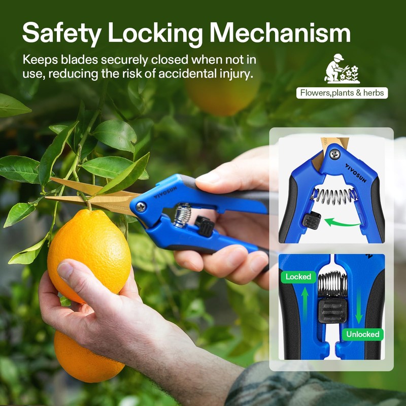 VIVOSUN Curved Gardening Scissors 6.5 Inch Hand Pruner Shear with