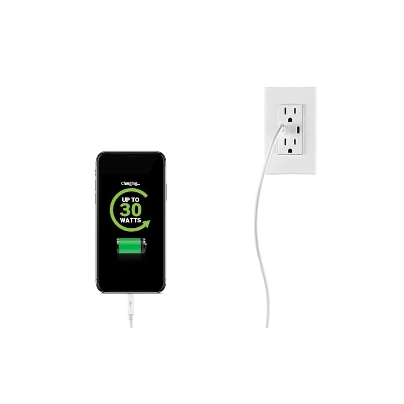 Leviton 15 Amp USB Type C In Wall Charger with