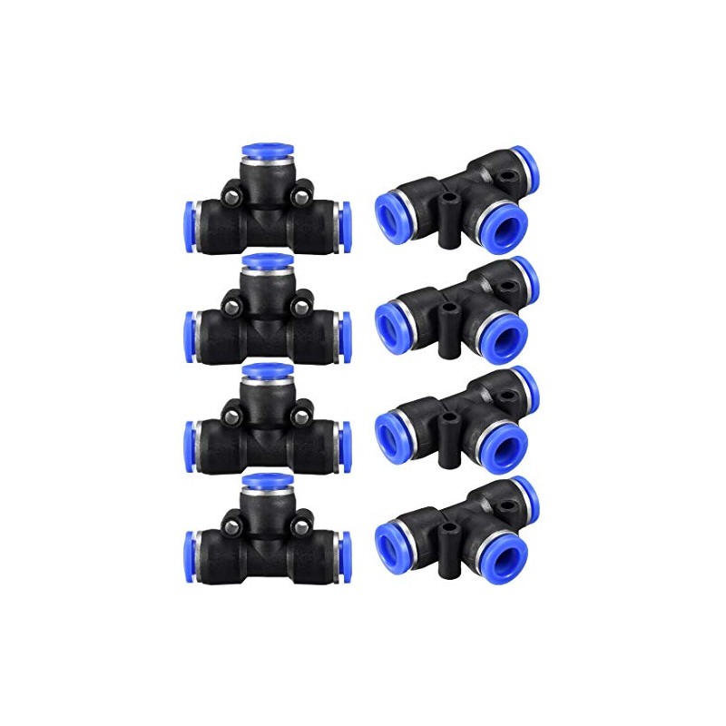 sourcing map Plastic Tee Push to Connect Tube Fittings 8mm