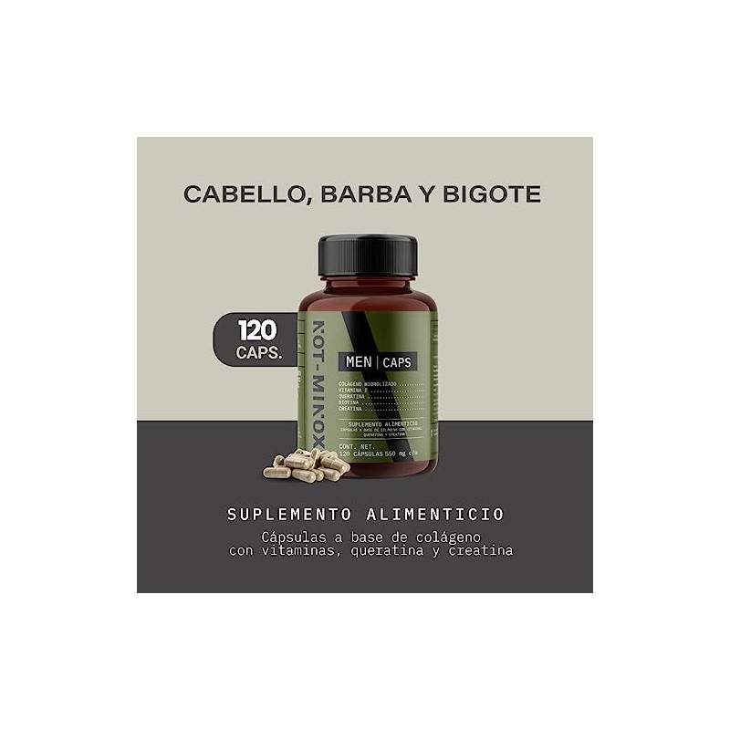 Men Caps Crecimiento Cabello Barba Bigote Multivitamínico Colágeno Hidrolizado Biotina