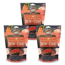 Smart Cookie All Natural Dog Treats - Healthy Skin & Coat Salmon Dog Treats - Ideal for Sensitive Stomachs or Itchy, Allergic, Dry Skin - Dehydrated, Crunchy, Human-Grade, Made in USA - 8oz, Pack of 3