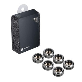 Bitspower G1/4" to Enhance Multi-Link Fitting for 16mm OD Rigid Tubing, Black Sparkle, 6-Pack