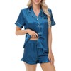 Vamodry Womens Pajamas Ste Silk Satin Short Sleeve Shorts Button