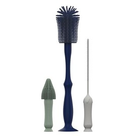 Dr. Brown's - Juego de cepillos de Limpieza de Silicona con biberón, Boquilla y Cepillo de Pajita, 3 cepillos para Limpiar biberones, boquillas, pezones y pajitas, sin BPA, Paquete de 3